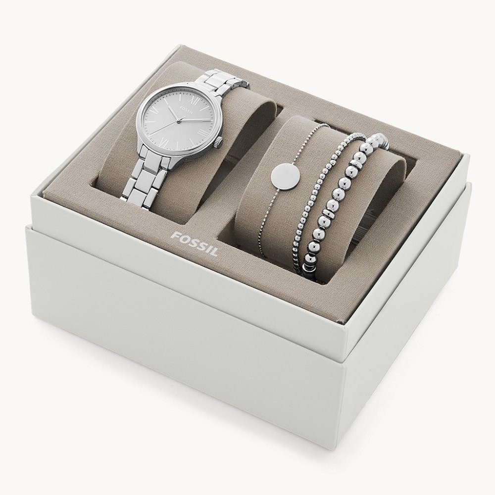 🌼 NWT Fossil silver tone watch + bracelets set - Picture 2 of 6
